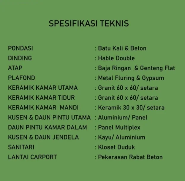 GREEN ROYALE RESIDENCE 2 Spesifikasi teknis